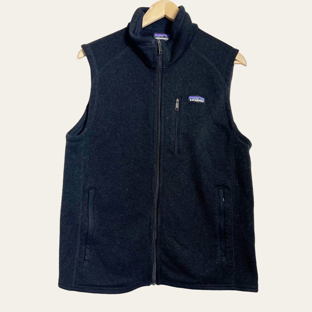 Patagonia Men's Solid Black Sleeveless Zip Up Knit Fleece Vest Size M